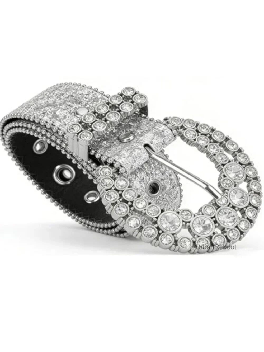 Sequin PU Leather Rhinestone Western Belt for Women Sparkly Cowgirl Waist Strap